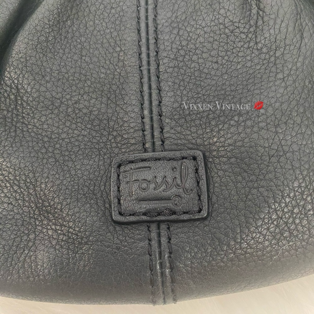 VINTAGE Y2K FOSSIL CHAIN STRAP 'LEATHER SHOULDER MINI BAG' IN BLACK - Picture 3 of 8
